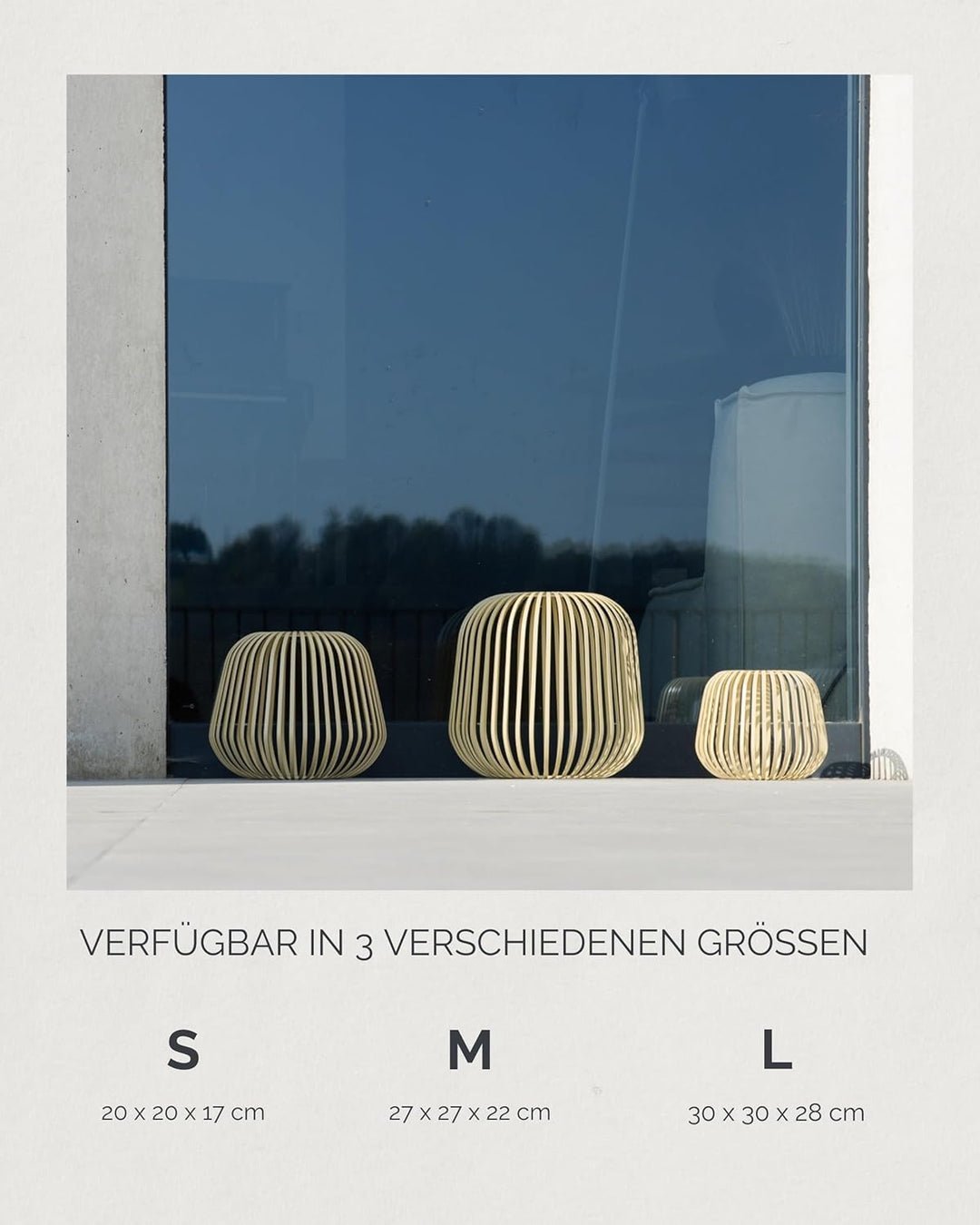 LUUK Studio Portable Solar Tischlaterne, minimalistische Aussenleuchte für Balkon und Terrasse, dimm