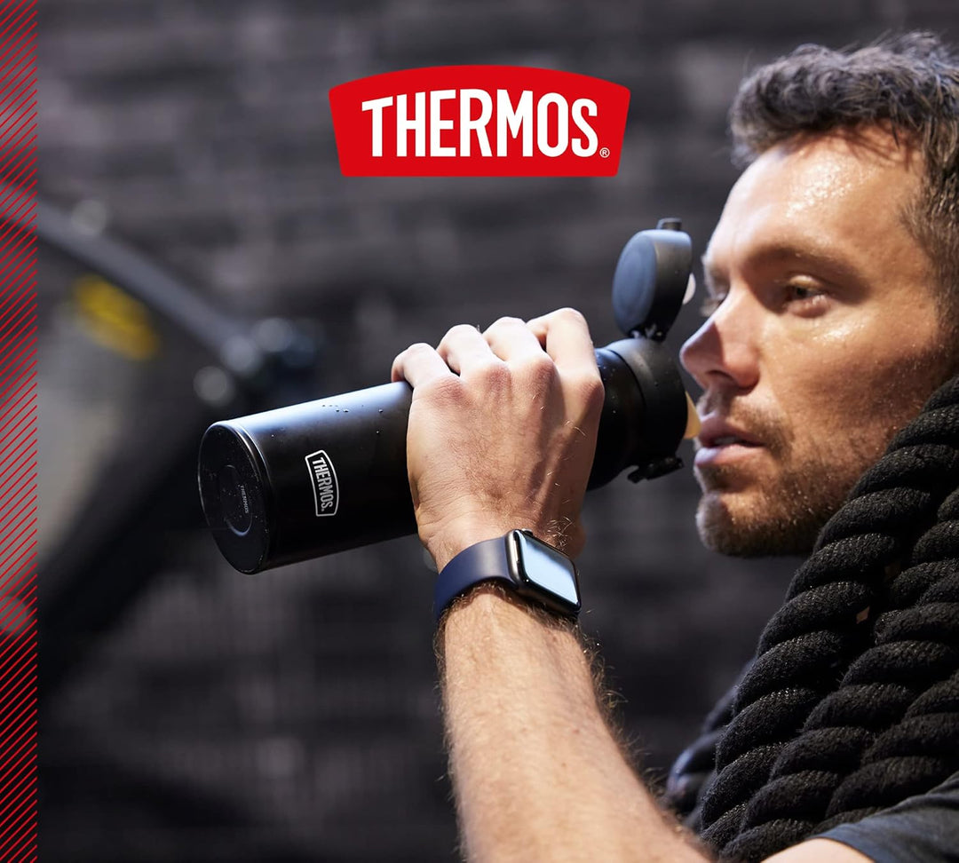THERMOS ULTRALIGHT BOTTLE 0,75l, charcoal black, Isolierflasche Edelstahl mit Safe Flow Lid, 10 h he