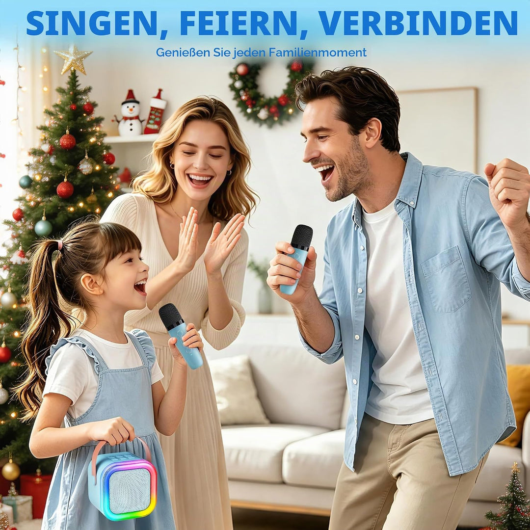 Karaoke Maschine für Kinder,Mini Karaoke Maschine mit 2 kabellosen Mikrofonen,Geburtstagsgeschenk fü