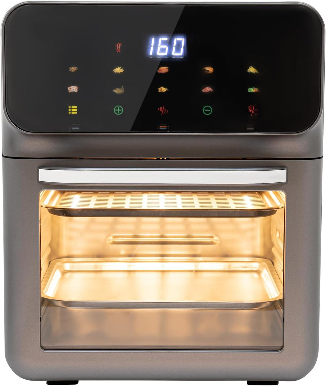 Heissluftfritteuse Backofen 13L Dörrautomat Minibackofen mit LED-Touchscreen, Ober-/Unterhitze, 15-6