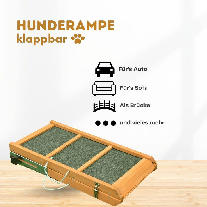 Klappbare Hunderampe, gelenkschonende Kofferraumrampe aus Holz, Auto Einstiegshilfe für Hunde, Katze