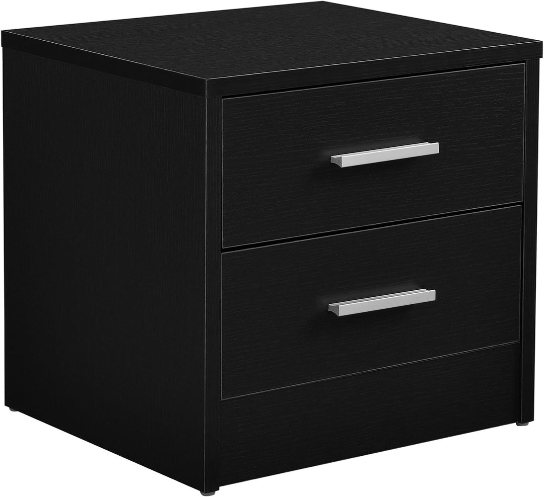 [en.casa] Eleganter Nachttisch mit 2 Schubladen Schwarz Nachtkommode Beistelltisch Kommode Schublade