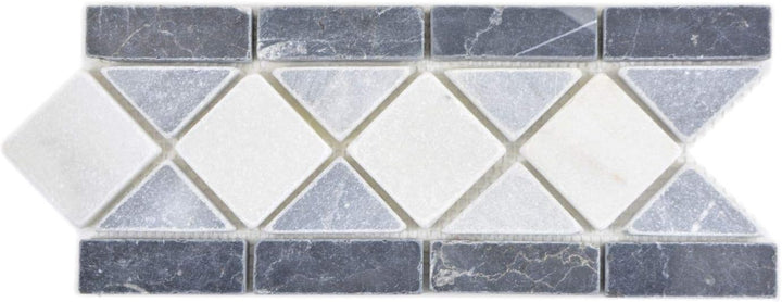 Naturstein Mosaik Bordüre Travertin anthrazit schwarz weiss für WAND BAD WC KÜCHE VERBLENDER | 10 St