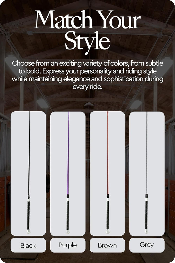 Horze Lightweight Dressage Whip with Bling and Leather Grip Handle Marron(BR) 120, Marron(BR) 120