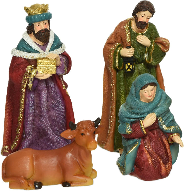 Spetebo Weihnachts Krippenfiguren handebemalt - 10 Stück / 11 cm - Krippen Stall Tisch Dekoration -