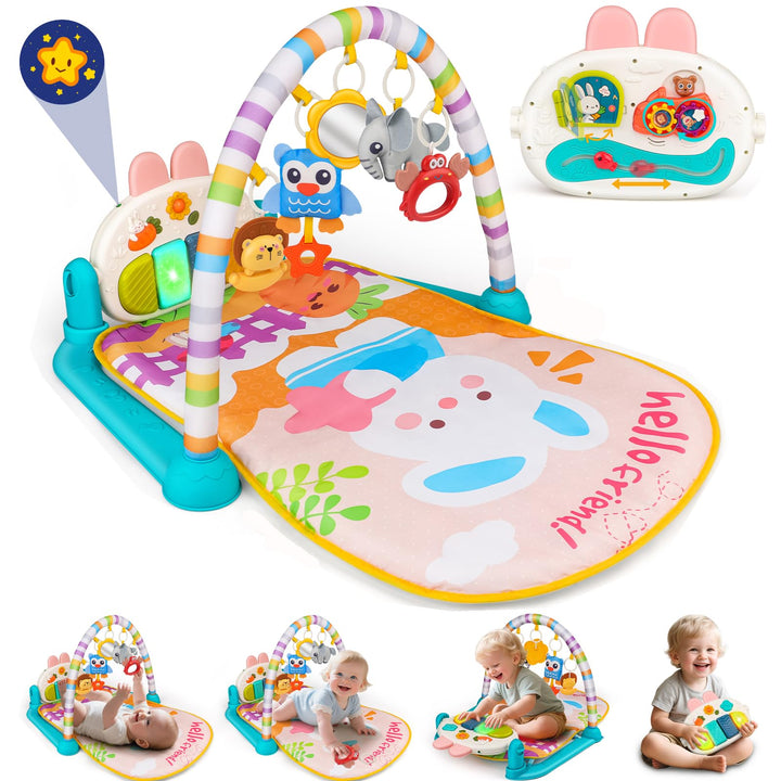 nicknack Spielmatte für Baby mit Klavier, Musik & Lichtern – Spielbogen, Tummy Time Activity Center