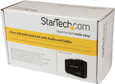 StarTech.com 2 Port USB KVM Switch Kit mit Audio und Kabeln - 2-fach USB VGA Desktop Umschalter inkl