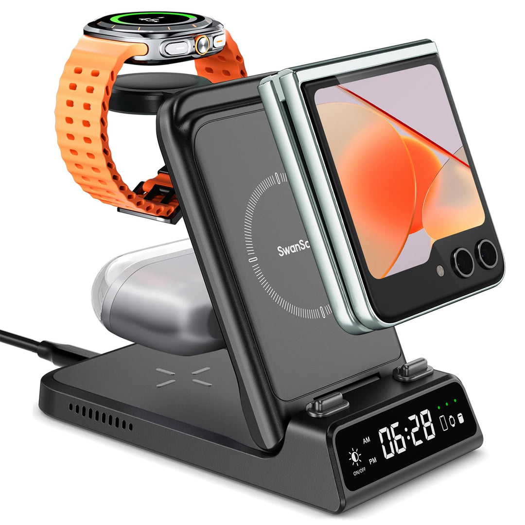 Induktive Ladestation für Samsung Z Flip 8, Faltbare Ladegerät für Samsung | 3 in 1 Kabelloses Ladeg