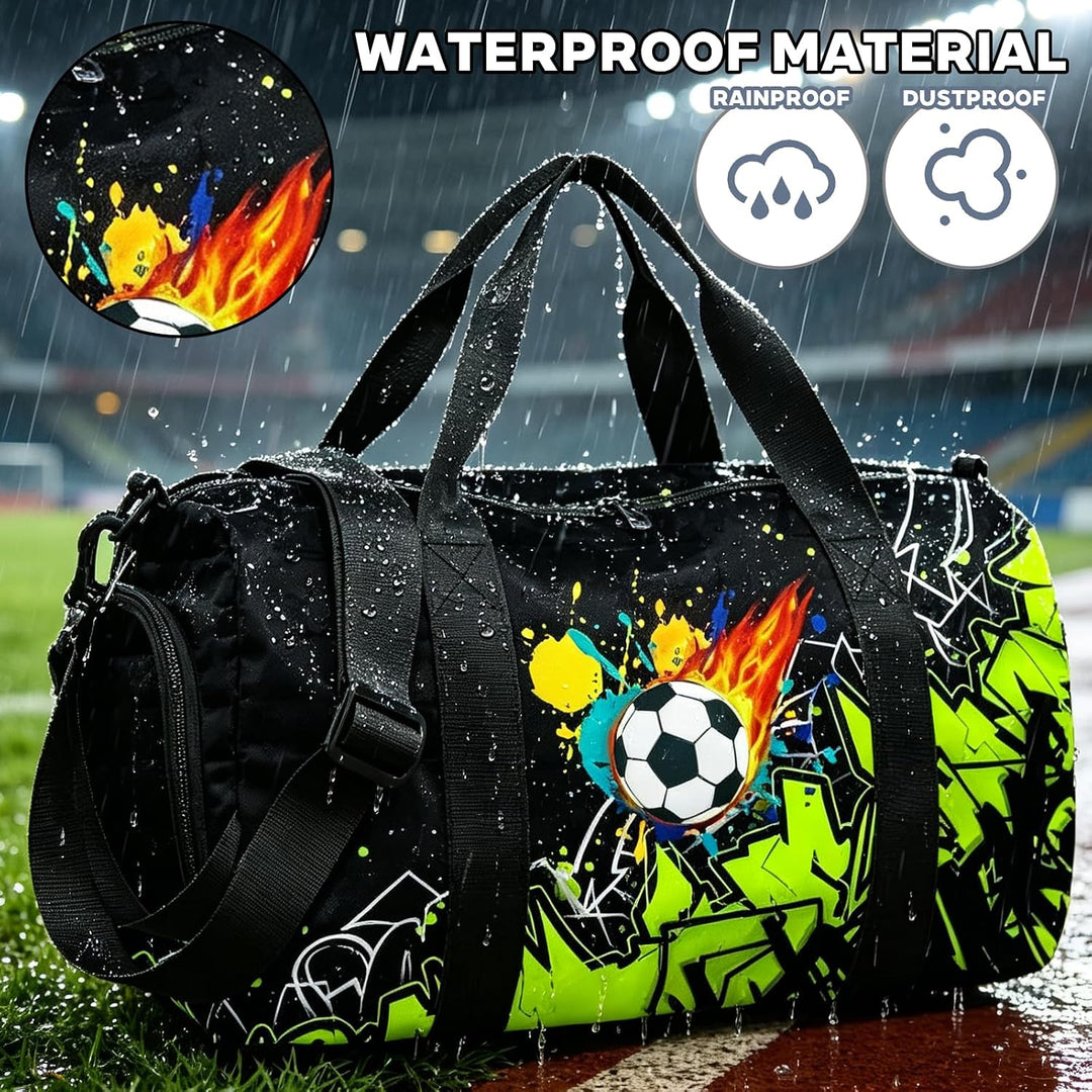 LUKIUP Sporttasche Kinder, Fussball Schwimmtasche Jungen Damen mit Schuhfach | Weekender Reisetasche