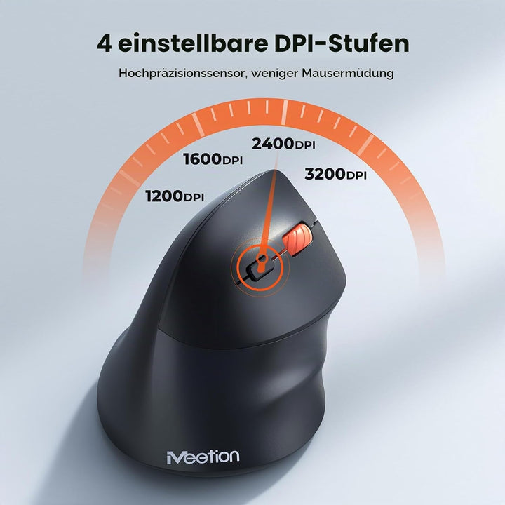 MEETION Neue ergonomische kabellose Maus, vertikale Bluetooth-Maus mit 3 Multi-Geräte-Kopplungen für