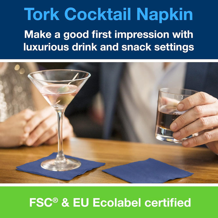 Tork 477825 Cocktailservietten Dunkelblau / Cocktail Serviette in Advanced Qualität mit 1/4 Falz / 1