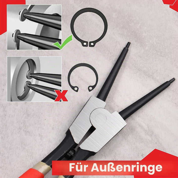 LEONTOOL Sprengringzange, 33 cm, strapazierfähig, externe Sicherungsringzange, gerade Backenspitze,