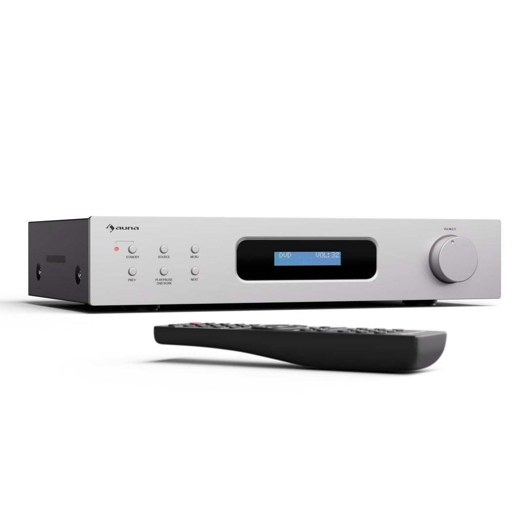 Auna Art22 Verstärker HiFi Stereo Mit Bluetooth & DAB+ Radio – 2x60 W, Optische & Koaxiale Eingänge,