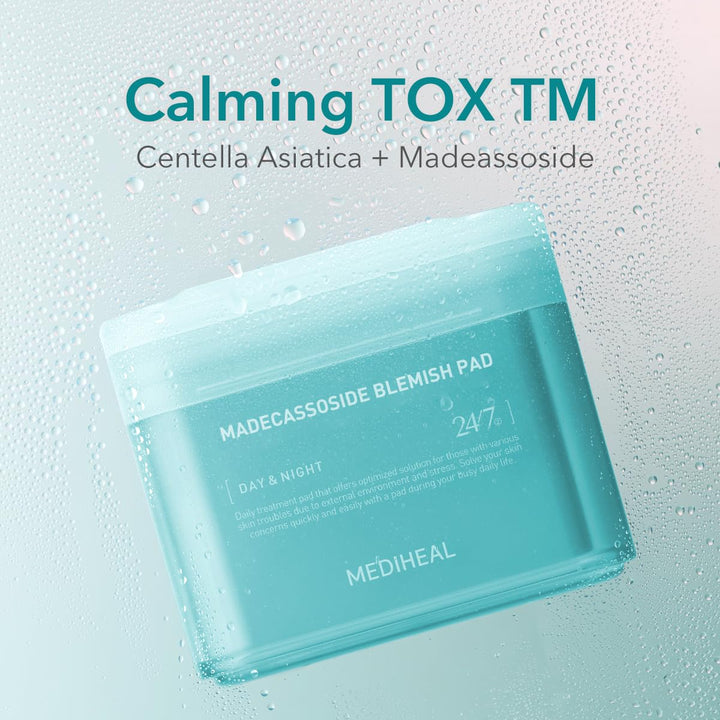 MEDIHEAL Madecassoside Blemish Pad – Quadratische Gesichtswasser Pads aus Baumwolle mit Centella Asi