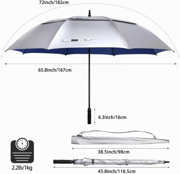 G4Free 62/68/72 Inch UV-Schutz Winddicht Sonnen- und Regenschirm Golfschirm Autorisches Öffnen Doppe