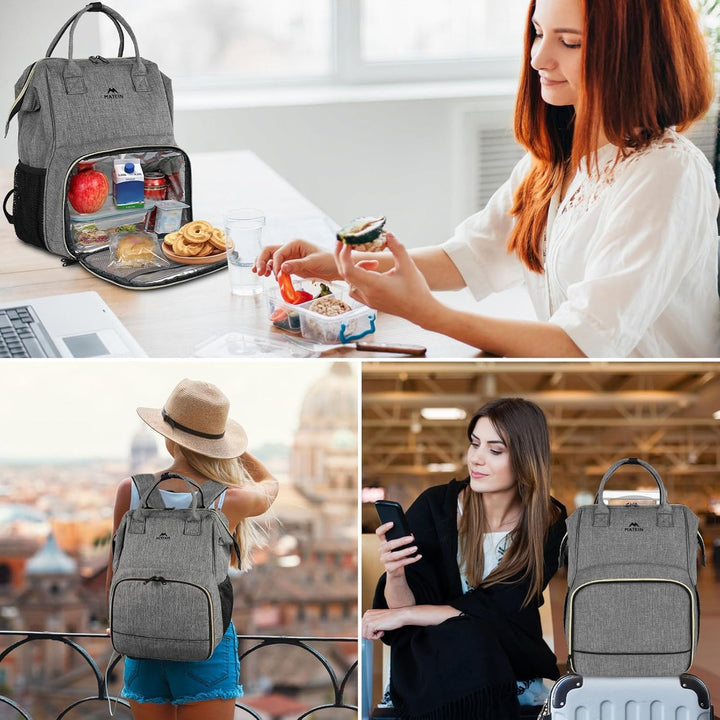 MATEIN Damen Laptop Rucksack 15,6 Zoll mit Isoliertes Kühlfach, Kühlrucksack mit USB Ladeanschluss,