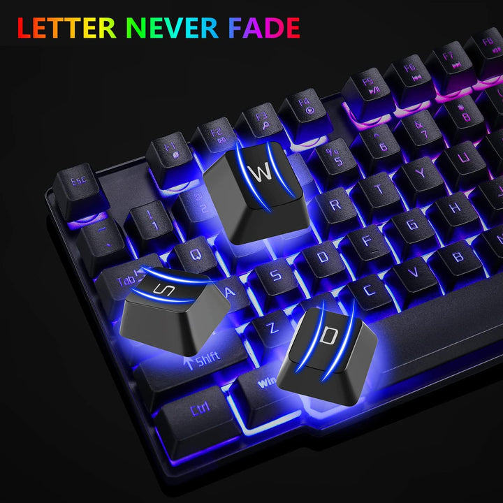 RGB-Gaming-Tastatur und bunte Maus-Kombination, USB-kabelgebundene LED-Hintergrundbeleuchtung, Gamin