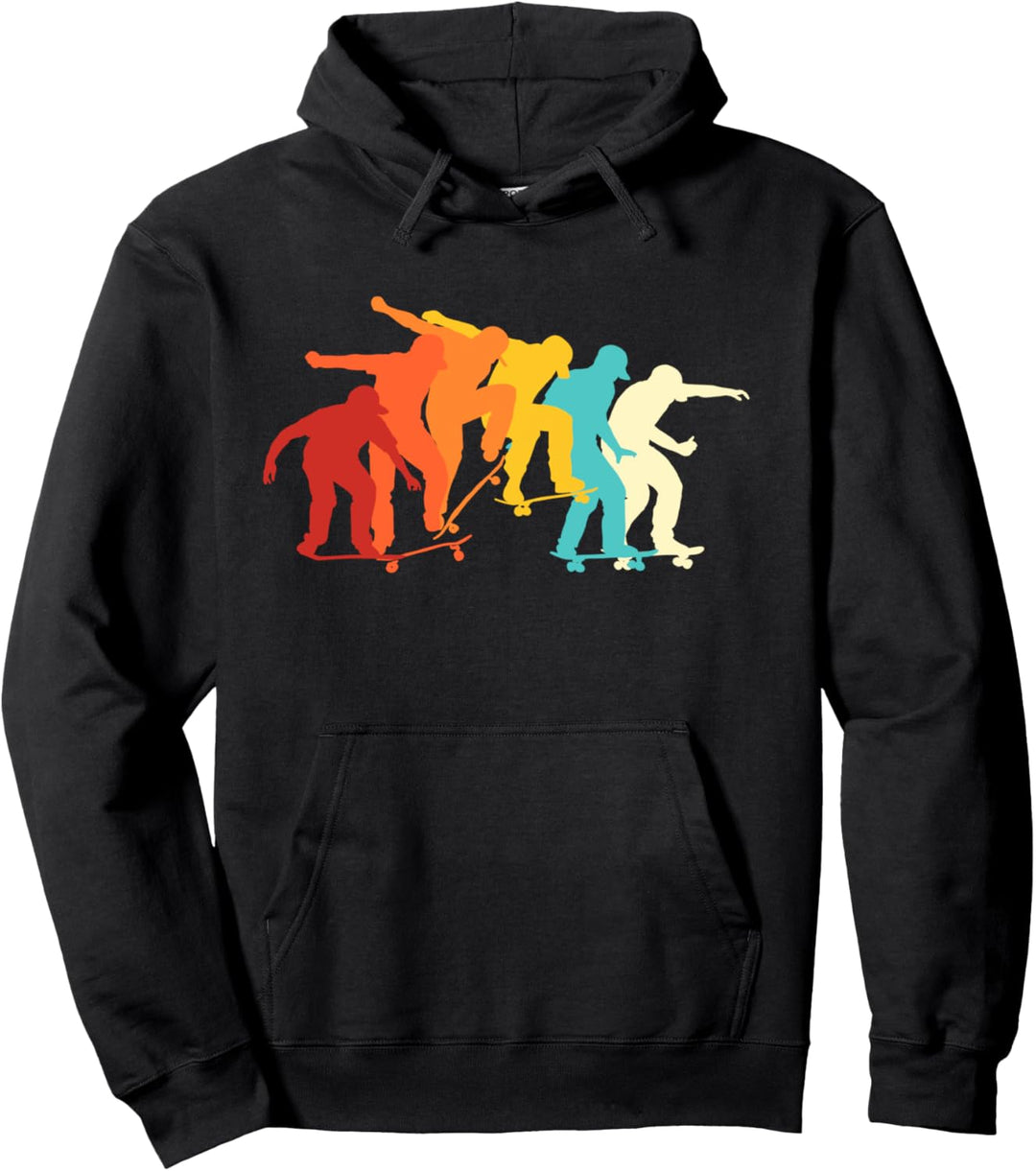 Retro Skateboarder Ollie Pullover Hoodie