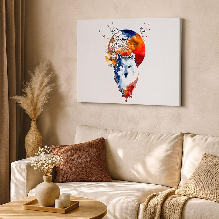 Bilder auf Leinwand 100x70cm Leinwandbild Tierwelt Pelz Abbildung Mond Gross Wanddeko Bild Schlafzim