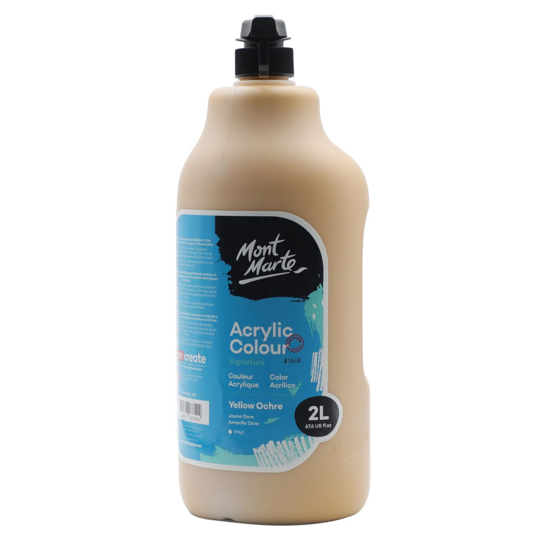 Mont Marte Discovery School Acrylfarbe, 2 Liter, Ockergelb, ideal für Studenten und Künstler, hervor