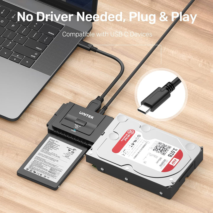 UNITEK SATA IDE zu USB C Festplattenadapter Konverter für universelle 2,5'' 3,5'' HDD/SSD Externe Fe