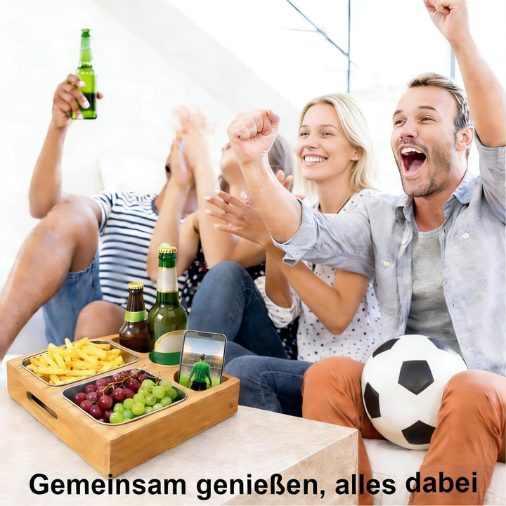 Couchbar aus Bambus Holz, Sofa Organizer auf dem Beistelltische Couchtisch, Couchbar Snackbox Ideal