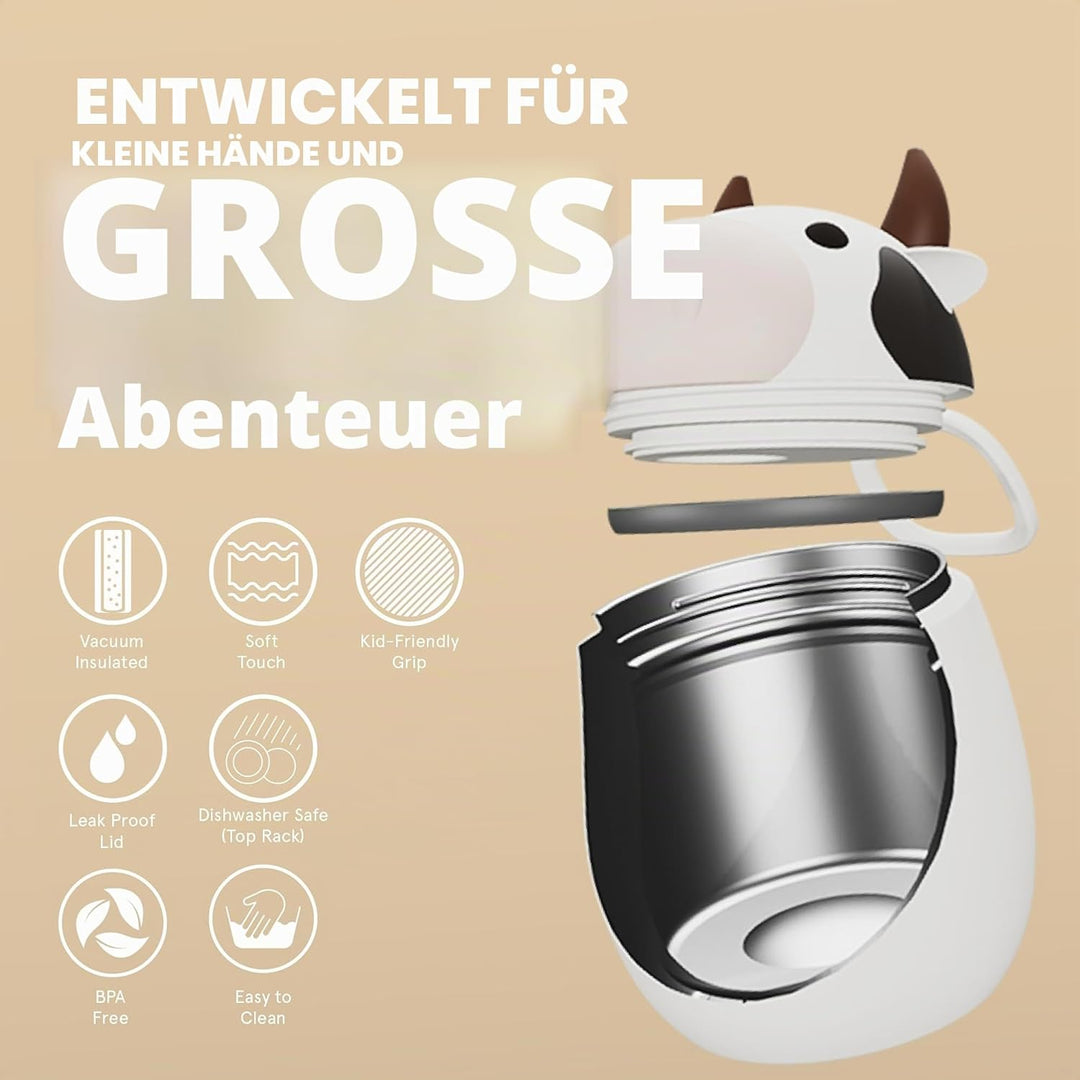 ASOBU BESTIE Lebensmittelbehälter – Vakuumisoliertes Edelstahlglas mit lustigem Silikondeckel – hält