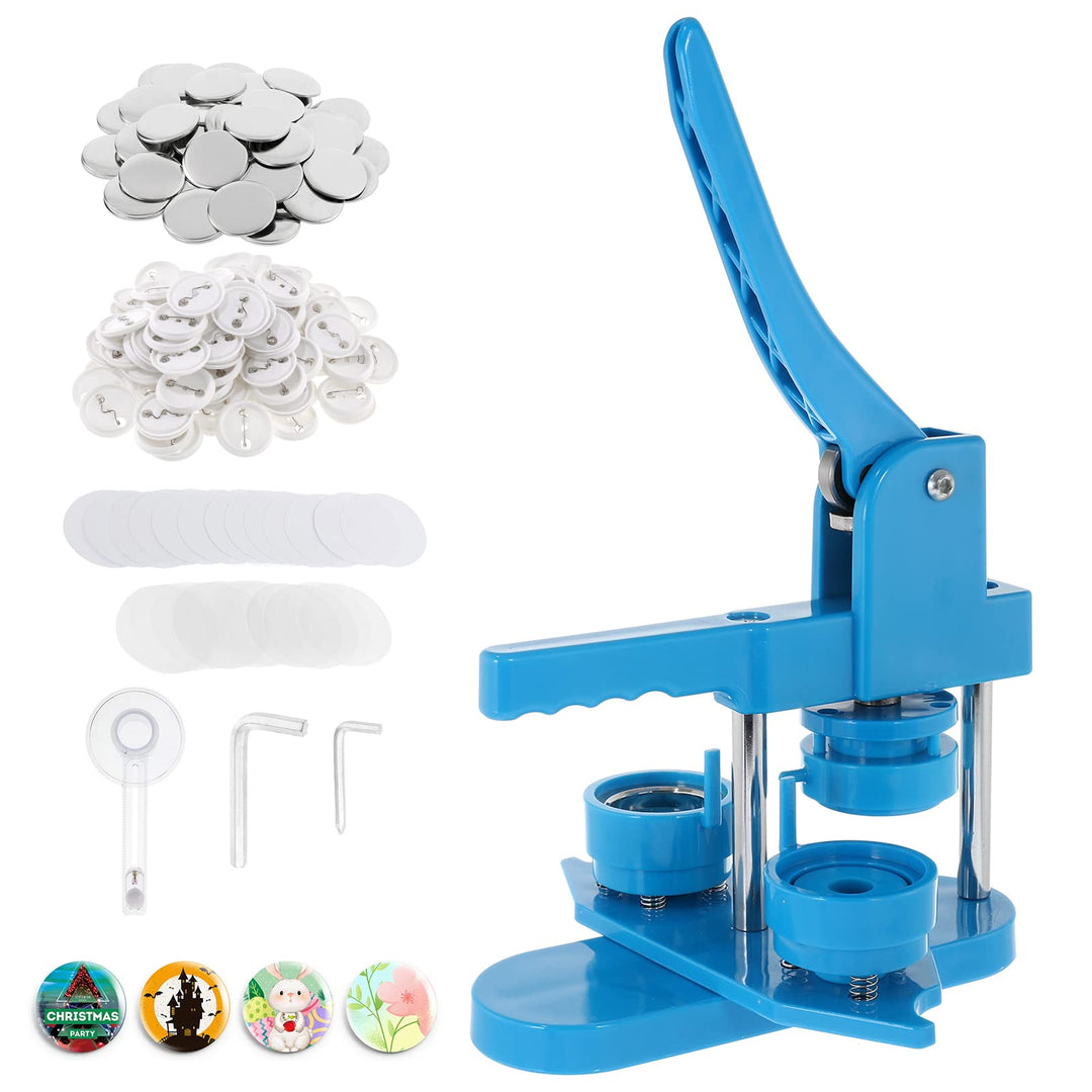 Dyna-Living Buttonmaschine Abzeichen Button Maker DIY Badge Press Machine mit 200 Zubehörteilen & Kr