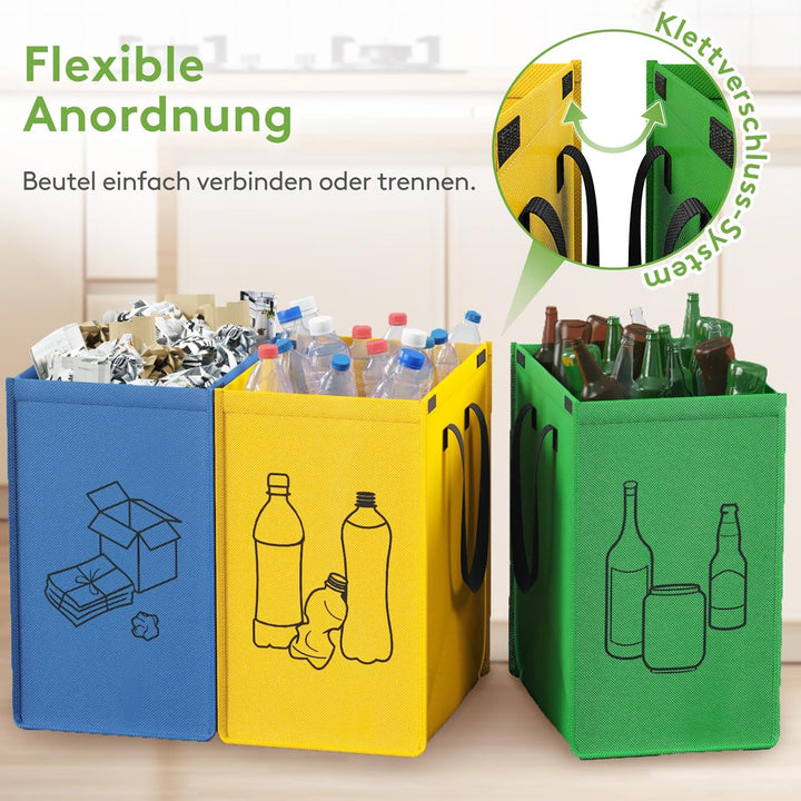 Lifewit Mülltrennsystem für Küche，Mülleimer 3 fächer für Papier, Glas und Plastik ，Recycling behälte