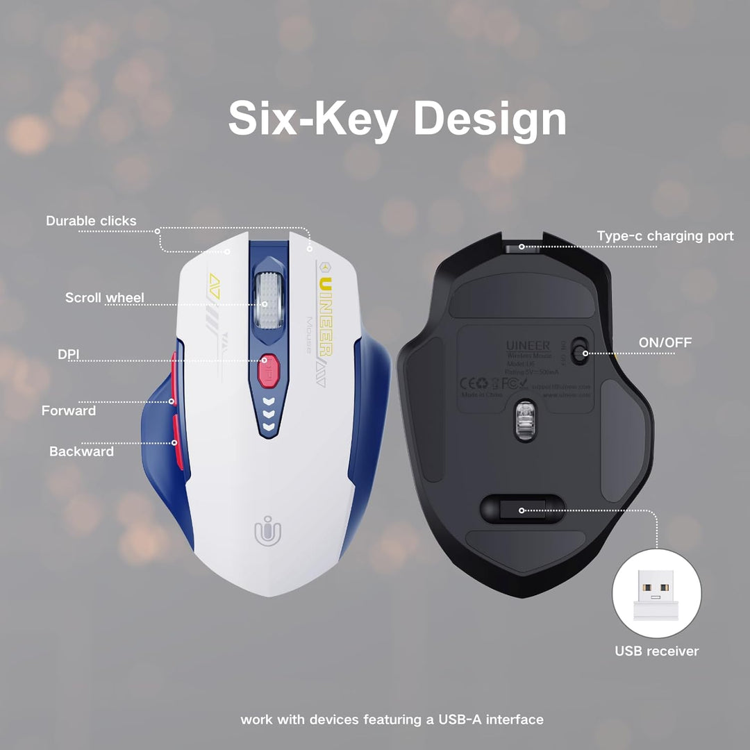 Uineer kabellose Maus, [Verbessert] Mit visueller Batterieanzeige, 2.4G USB Ergonomische Maus kabell