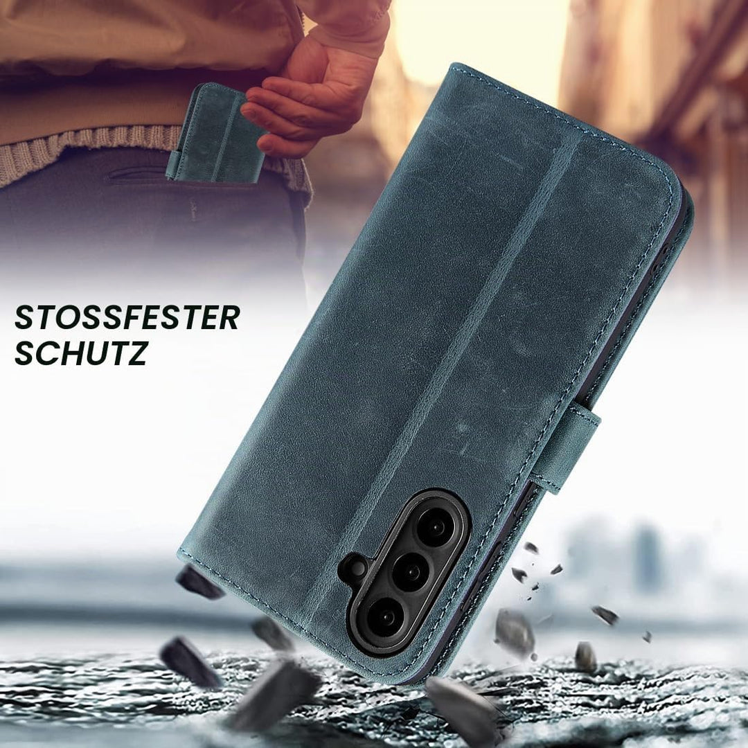 LENSUN Hülle für Samsung Galaxy A56 Echtleder, Lederhülle Handyhülle [Premium Echtes Leder][Magnetve