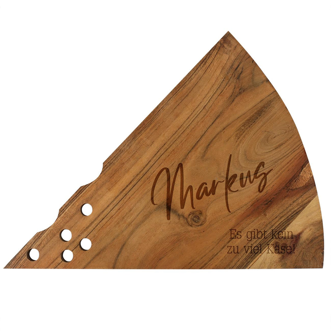 Herz & Heim® Käsebrett mit Gravur/Holz-Servierplatte für Käsespezialitäten (Freitext), Freitext