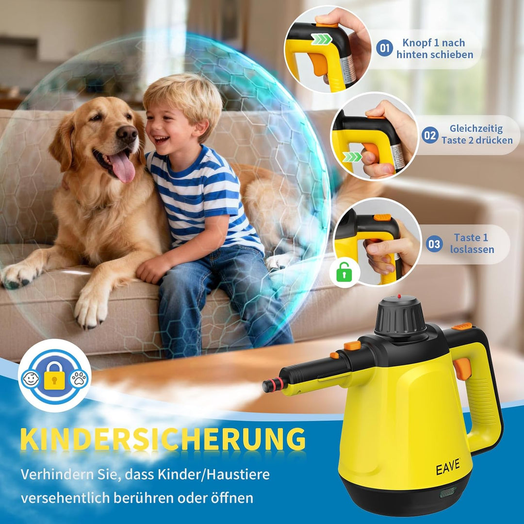 Multifunktionaler Dampfreiniger, Hand Dampfreiniger, 1200 W Handdampfer zum Reinigen mit 450 ml Wass