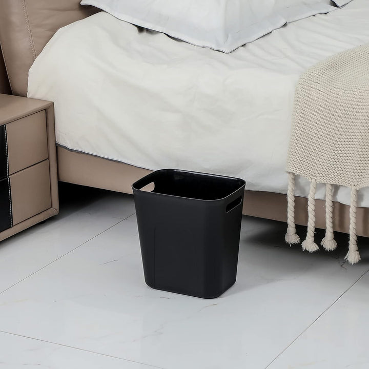 UUJOLY Kunststoff-Mülleimer, Abfalleimer, Korb für Badezimmer, Küche, Büro, Kinderzimmer, schwarz, 1