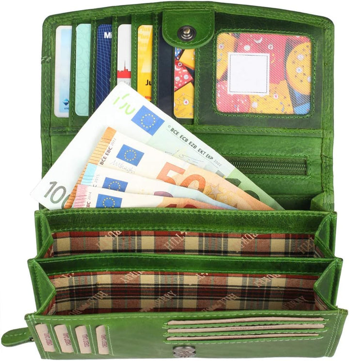 Hill Burry Geldbörse Damen Unisex Herren Portemonnaie echt naturgegerbt Leder | viel Stauraum | Sche