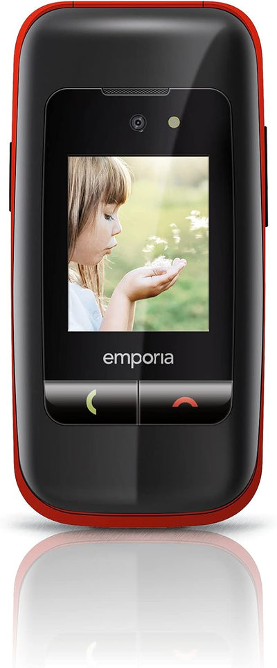 Emporia ONE V200_001 Einfach zu bedienendes Klappenhandy mit 2MP Kamera, Schwarz/Rot Schwarz/Rot Sin