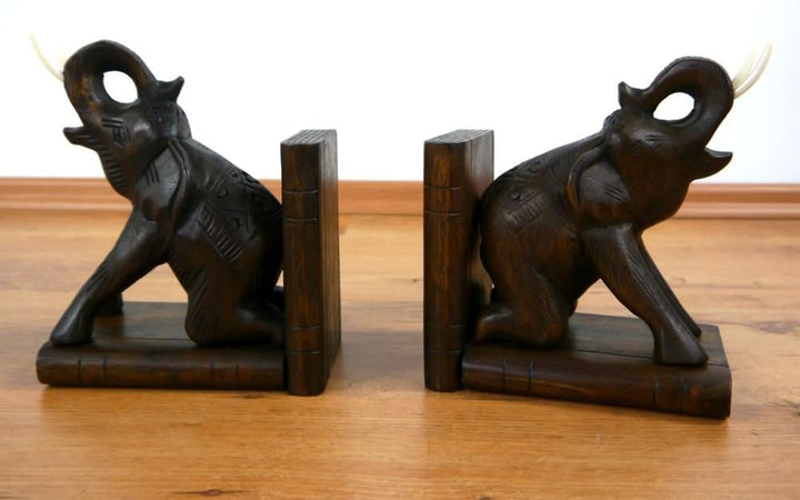 livasia Elefanten Buchstützen, Buchständer, Buchaufsteller, Holzbuchstützen, Tablethalter (Handarbei