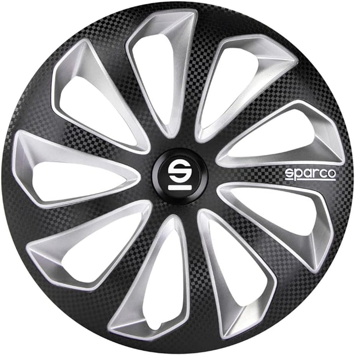 Satz Sparco Radzierblenden Sicilia 13-Zoll Schwarz/Silber/Karbon
