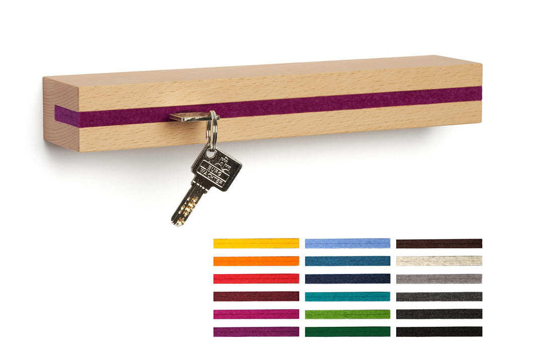 Buchenbusch urban design Schlüsselbrett Buche, Filzeinlage Flieder (72 Varianten), Schlüsselleiste H