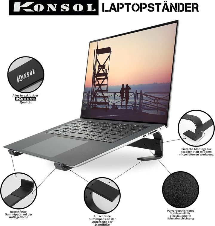 konsol Laptop-Ständer, 10–15,6 Zoll, Konsole, ergonomischer Aluminium-Notebook-Ständer, tragbar, mit