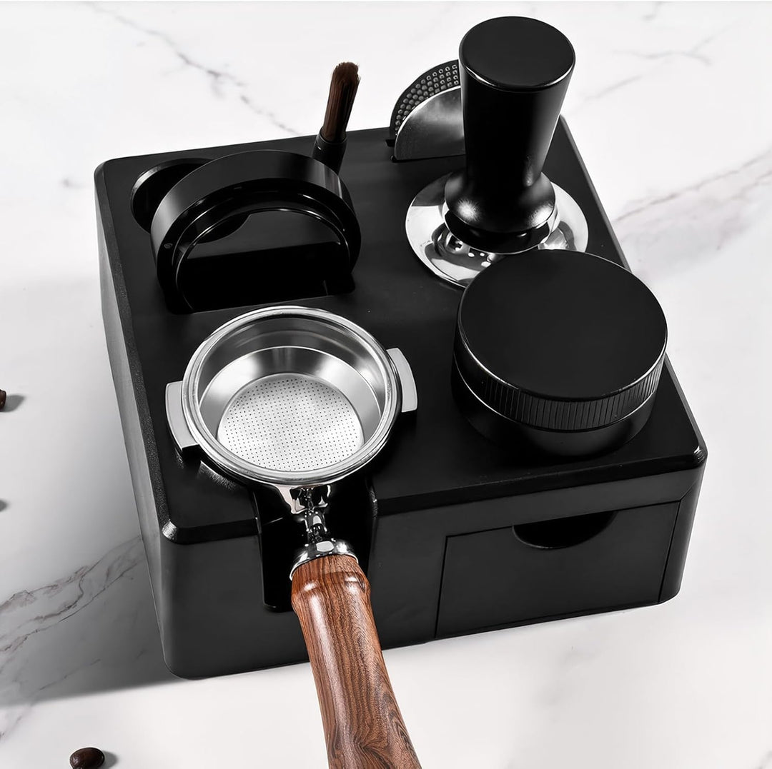 OurLeeme Tamper Station für Barista, 51-58 mm Kaffee Tamper Station aus ABS Kaffeefilter Tamper Halt