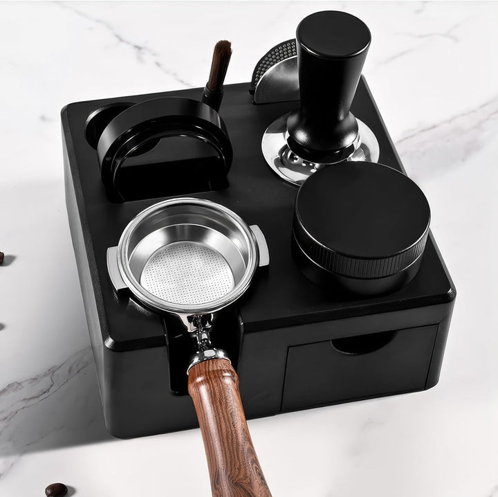 OurLeeme Tamper Station für Barista, 51-58 mm Kaffee Tamper Station aus ABS Kaffeefilter Tamper Halt
