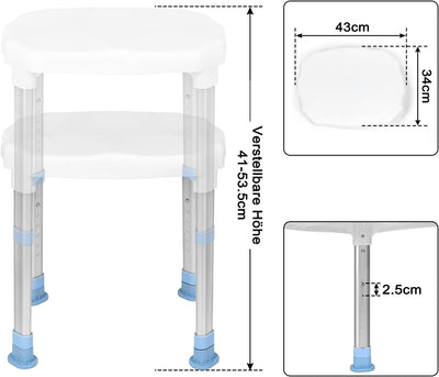YRHome Duschhocker Duschstuhl Anti-Rutsch Badhocker Höhenverstellbar Duschhilfe Duschsitz Badhocker
