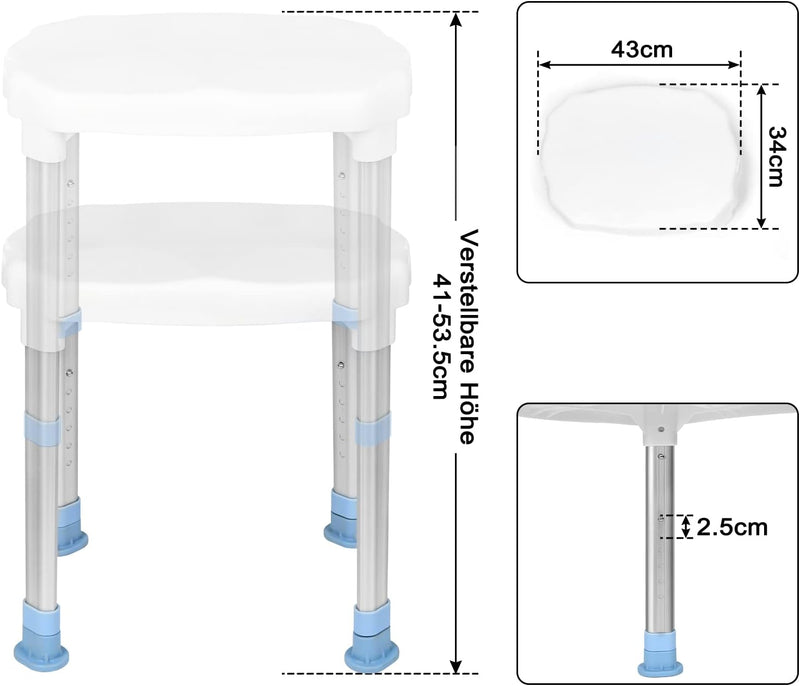 YRHome Duschhocker Duschstuhl Anti-Rutsch Badhocker Höhenverstellbar Duschhilfe Duschsitz Badhocker