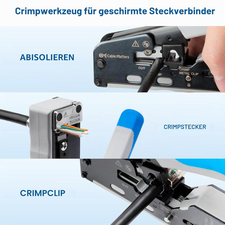 Cable Matters All-in-One RJ45 Crimpzange für geschirmte Pass-Through RJ45 Stecker - Cat8 Crimpwerkze