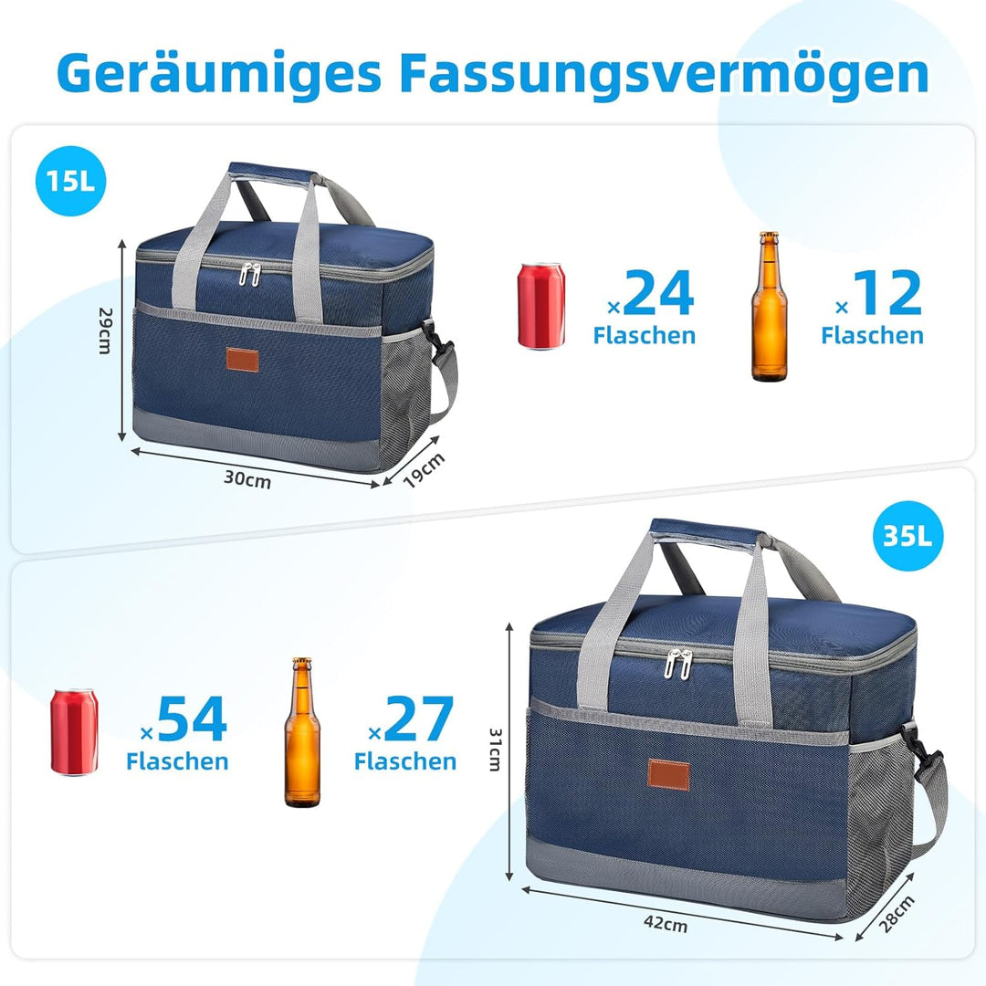FOSER KüHltasche 35l Gross Thermotasche faltbar Mit Tragegurten Lunchtasche Campingtasche KüHlrucksa