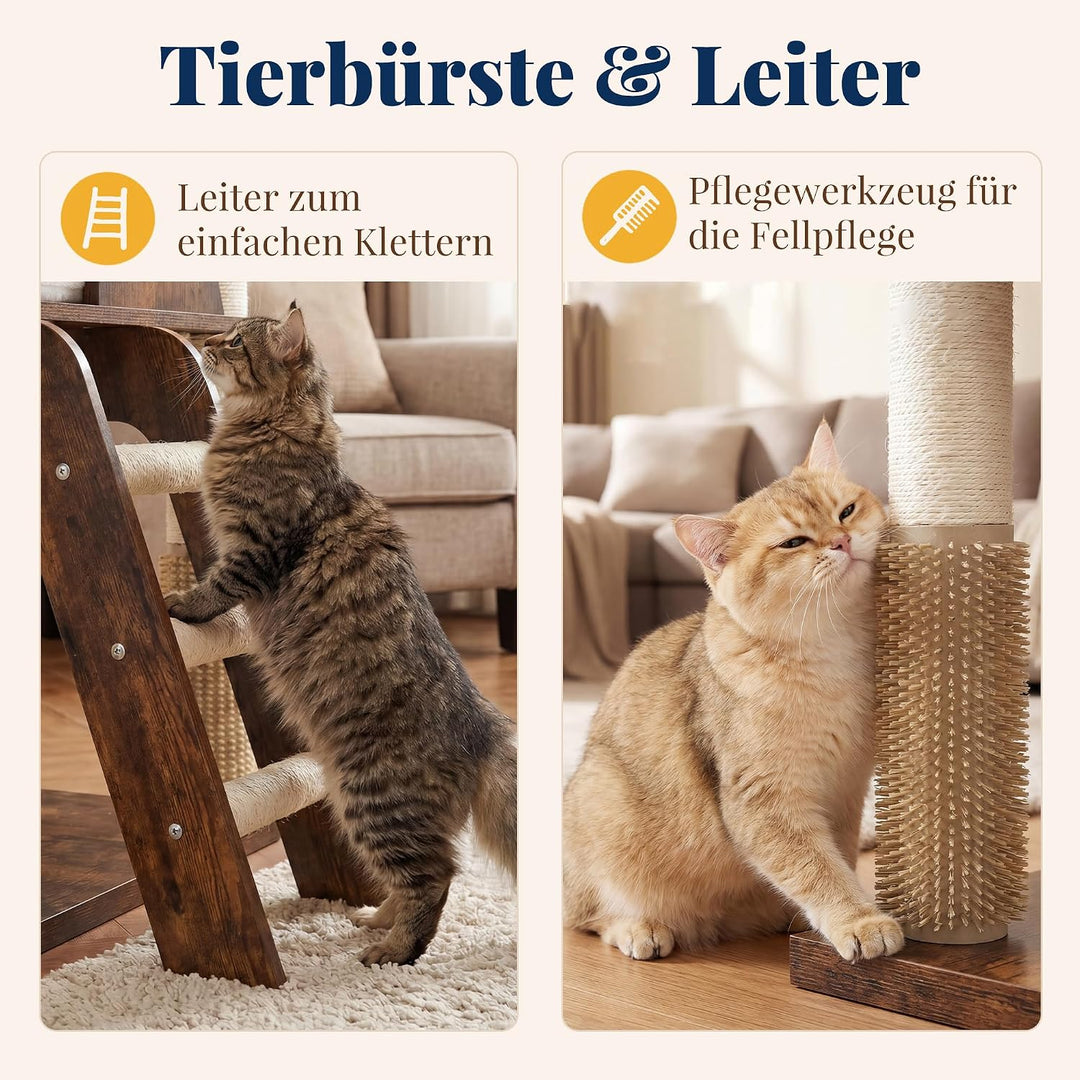 Hey‑brother 167cm Holz‑Kratzbaum, modern, für Mehrkatzenhaushalte MPJ111SR | Mehrstöckiger Katzenbau