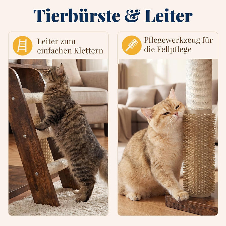 Hey‑brother 167cm Holz‑Kratzbaum, modern, für Mehrkatzenhaushalte MPJ111SR | Mehrstöckiger Katzenbau