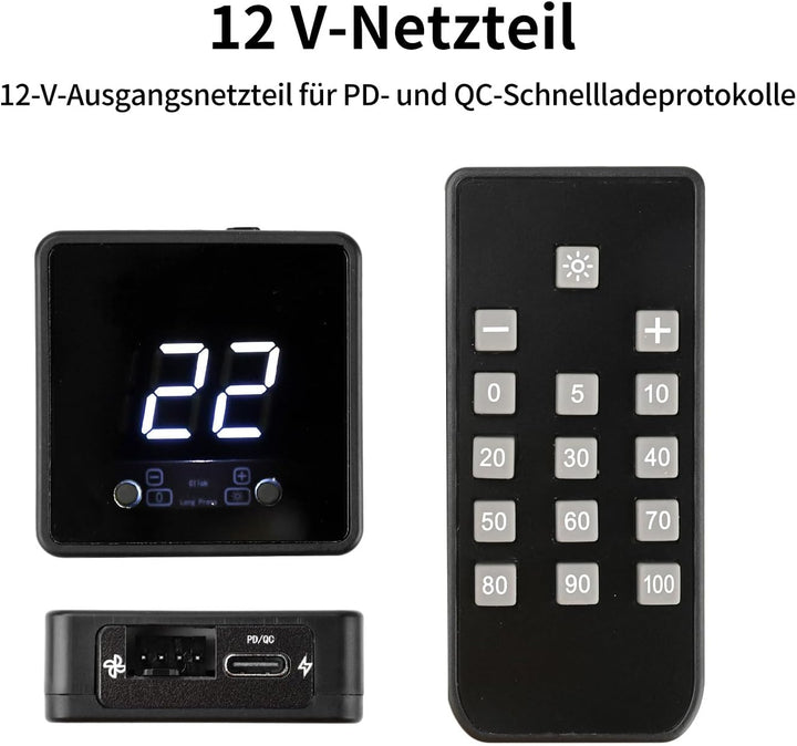 Aideepen 4 Pin 12V PWM-Lüfterregler, 60W 4 Draht Fan Speed Controller mit Fernbedienung und Bildschi