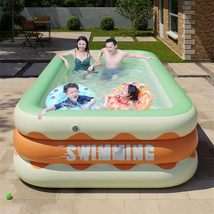 305x180x60cm Aufblasbarer Pool Rechteckig, Aufblasbares Schwimmbad, Planschbecken, Familienpool, Kin